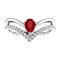 Ruby Pear and Diamond Chevron Platinum Ring (.145 Ctw, G-H Color, SI2-SI3 Clarity), Size 7.5