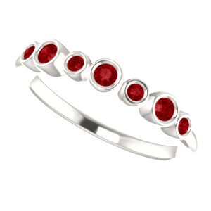 Created Chatham Ruby 7-Stone 3.25mm Ring, Rhodium-Plated 14k White Gold