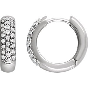 Pave Diamond Hoop Earrings, 14k White Gold (1/3 Ctw, Color H+, Clarity I1)