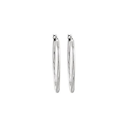 Oval Tube Hoop Earrings, Sterling Silver 18x24mm