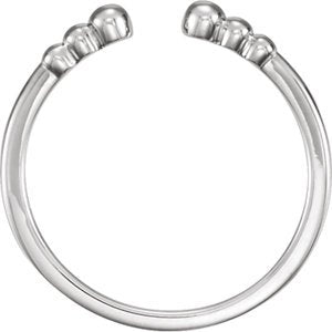 Graduated Beaded Ring, Rhodium-Plated 14k White Gold, Size 6.75