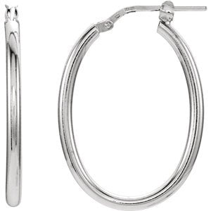 Oval Tube Hoop Earrings, Sterling Silver 22x28mm