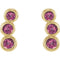 Pink Tourmaline Three-Stone Ear Climbers, 14k Yellow Gold