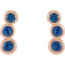 Chatham Created Blue Sapphire Three-Stone Ear Climbers, 14k Rose Gold
