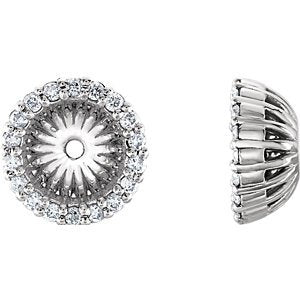 Platinum Diamond Cluster Earring Jackets (6.1 MM) (0.2 Ctw, G-H Color, SI2-SI3 Clarity)