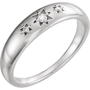 Diamond Starburst Ring, Rhodium-Plated 14k White Gold (.05 Ctw, G-H Color, I1 Clarity), Size 7