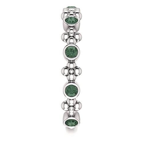 Chatham Created Alexandrite Beaded Ring, Rhodium-Plated Sterling Silver