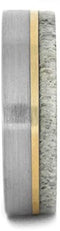 Deer Antler, 14k Yellow Gold 6mm Comfort-Fit Brushed Titanium Wedding Ring, Size 4.75