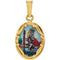 14k Yellow Gold St. Christopher Hand-Painted Porcelain Medal Pendant (13x10 MM)