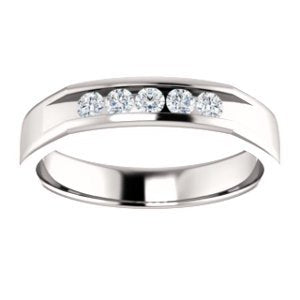 Men's 5-Stone Diamond Wedding Band, Rhodium-Plated 14k White Gold (1 Ctw, Color G-H, SI2-SI3 Clarity) Size 11