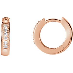 Diamond Milgrain Hoop Earrings, 14k Rose Gold (1/10 Ctw, Color GH, Clarity I1)