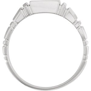 Men's Open Back Square Signet Ring, Rhodium-Plated 10k White Gold (11mm)