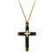 Ave 369 Black Powder Coated Cross Pendant Necklace, 10k Yellow Gold, 12k Green and Rose Gold Black Hills Gold Motif, 18"