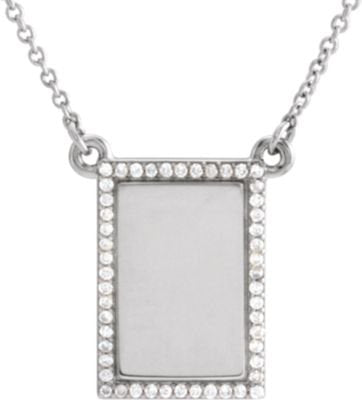 Diamond Bar Necklace, Rhodium-Plated 14k White Gold, 18" ( 0.125 Ctw, G-H Color, I1 Clarity)