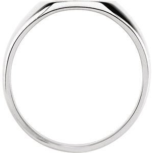 Men's Brushed Signet Semi-Polished 18k White Gold Ring (14x12mm) Size 8.25