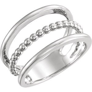 Platinum Beaded Negative Space Ring