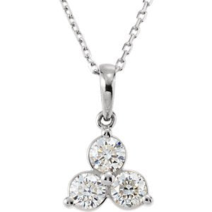 Diamond Three-Stone Rhodium Plate 14k White Gold Pendant Necklace, 18" (5/8 Cttw)