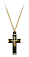 Black Coated Cross Pendant Necklace, 10k Yellow Gold, 12k Green and Rose Gold Black Hills Gold Motif, 18''