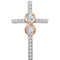 Diamond Accented Cross Pendant, 14k White and Rose Gold (.5 Ctw, H+ Color, I1 Clarity)