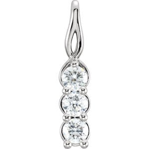 Platinum 3-Stone Diamond Pendant, (0.25 Ctw, G-H Color, I1 Clarity)