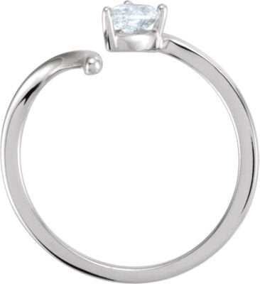 Pear Diamond Negative Space Ring, Rhodium-Plated 14k White Gold, Size 7