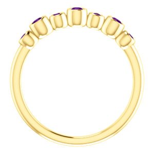 Amethyst 7-Stone 3.25mm Ring, 14k Yellow Gold