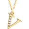 Diamond Initial 'v' Lowercase Letter 14k Yellow Gold Pendant Necklace, 16" (.025 Ctw, GH, I1)