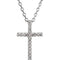 Petite Diamond Christian Cross Rhodium-Plated 14k White Gold Necklace, 16" (.085 Ctw, GH Color, SI1 Clarity)