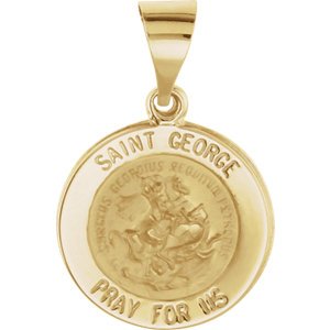 14k Yellow Gold Round Hollow Miraculous Medal (15 MM)