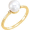 White Freshwater Cultured Pearl and Diamond Ring, 14k Yellow Gold (7.00-7.50 mm) (.025Ctw, G-H Color, I1 Clarity)