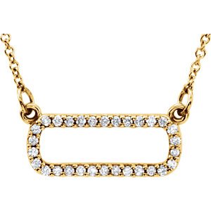 30-Stone Diamond Horizontal Rectangle 14k Yellow Gold Pendant Necklace, 16" ( 0.16 Cttw)