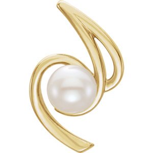 White Freshwater Cultured Pearl Pendant, 14k Yellow Gold (6.5-7 MM)