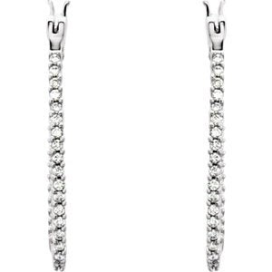 Diamond Inside-Outside Hoop Earrings, 14k White Gold (1/4 Ctw, Color G-H, Clarity I1 )
