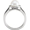 White Freshwater Cultured Pearl and Diamond Halo Ring, Rhodium-Plated 14k White Gold (7.5-8mm) (.07Ctw, G-H Color, I1 Clarity)