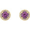 Amethyst and Diamond Halo-Style Earrings, 14k Yellow Gold (4.5 MM) (.16 Ctw, G-H Color, I1 Clarity)
