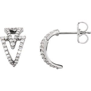 Diamond Geometric J-Hoop Earrings, Sterling Silver (1/4 Ctw, Color G-H, Clarity I1)
