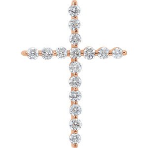 Diamond Cross 14k Rose Gold Pendant (.625 Ctw, G-H Color, I1 Clarity)