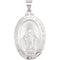14k White Gold Oval Hollow Miraculous Medal (25x17.75 MM)