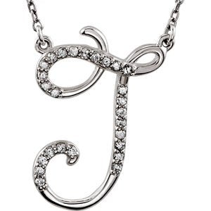 Diamond Initial 'J' Sterling Silver Pendant Necklace, 16.00" (.125 Cttw, GH Color, I1 Clarity)