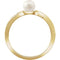 White Freshwater Cultured Pearl and Diamond Ring, 14k Yellow Gold (5.00MM) (.02 Ctw, H+ Color, I1 Clarity)