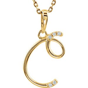 5-Stone Diamond Letter 'C' Initial 14k Yellow Gold Pendant Necklace, 18" (.03 Cttw, GH, I1)