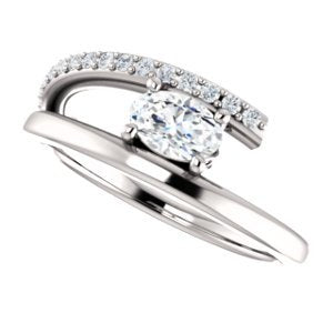 White Sapphire and Diamond Bypass Ring, Rhodium-Plated 14k White Gold (.125 Ctw, G-H Color, I1 Clarity)