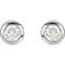 Simulated April Birthstone CZ Solitaire Stud Earrings, Rhodium-Plated Sterling Silver