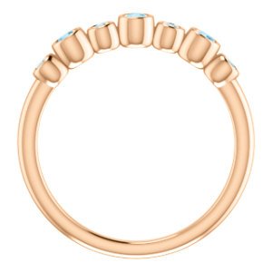 Aquamarine 7-Stone 3.25mm Ring, 14k Rose Gold