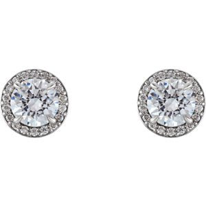 Platinum Diamond Halo-Style Earrings (4.6MM) (1 Ctw, G-H Color, I1 Clarity)