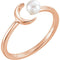 White Freshwater Cultured Pearl Crescent Ring, 14k Rose Gold (4-4.5mm) Size 7