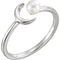 White Freshwater Cultured Pearl Crescent Ring, Sterling Silver, Size 7 (4-4.5MM)