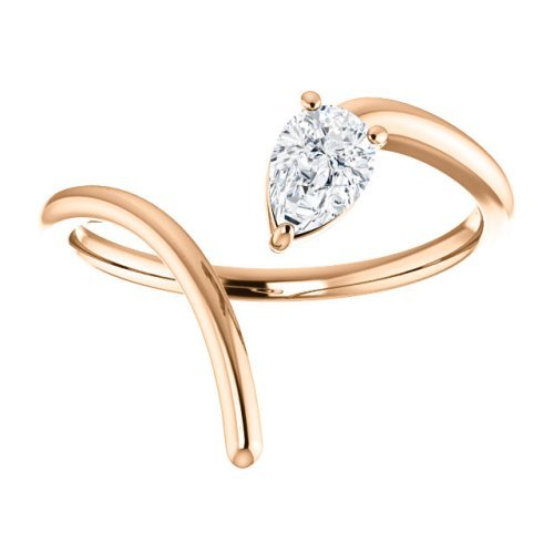 Pear Diamond Negative Space Ring, 14k Rose Gold, Size 6