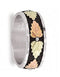 Women's Antiqued Wedding Band, Sterling Silver, 12k Green and Rose Gold Black Hills Gold Motif