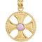 Genuine Amethyst Maltese Rope 14k Yellow Gold Cross Pendant